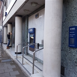 Cleaning the frontage of the RBS building, Queen Street, Ipswich, Suffolk